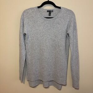 AQUA Cashmere Gray 100% Cashmere Sweater Small High Low Soft Luxe